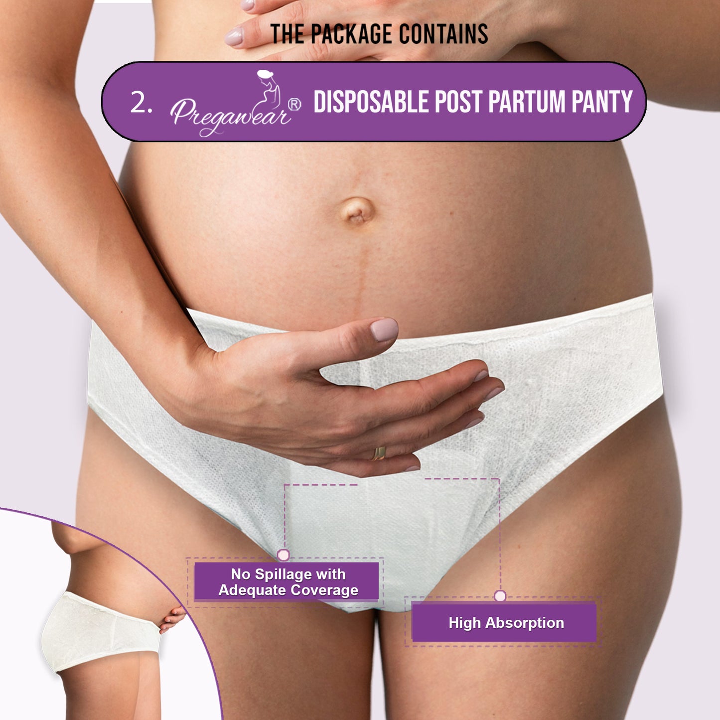 "Pregawear Lochia Maternity Panty(5) & Postpartum Panty(5) Combo | Disposable Antifungal Antibacterial Innerwear for New Mothers | Soft, Breathable, Leak-Proof Panties After Delivery Care  "