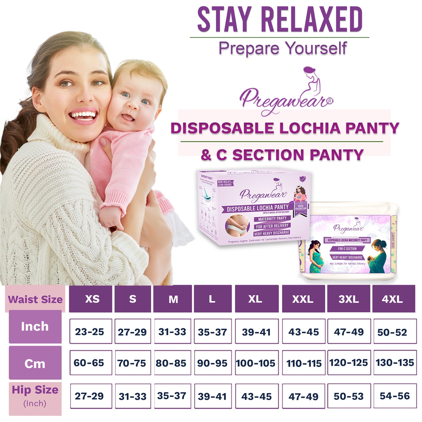 Pregawear Lochia & CS Maternity Panty Combo| Disposable Postpartum Underwear for Normal Delivery & C-Section Recovery| Antifungal, Antibacterial, Breathable, Leak-Proof Panties for New Mothers