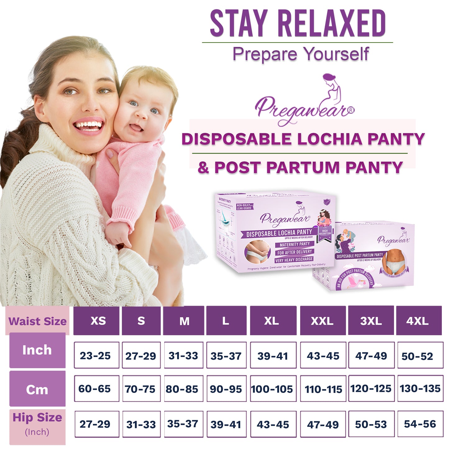 "Pregawear Lochia Maternity Panty(5) & Postpartum Panty(5) Combo | Disposable Antifungal Antibacterial Innerwear for New Mothers | Soft, Breathable, Leak-Proof Panties After Delivery Care  "