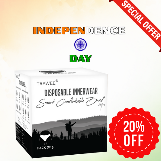 Disposable Travelers Hygiene Innerwear,  Lightweight with Fungal Protection. Trawee - Disposable Innerwear