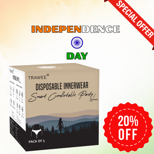 Trawee Disposable Innerwear Women - Panty for Daily Discharge Anti Fungal & Anti Bacteria Underwear Extra Hygiene No Discomfort