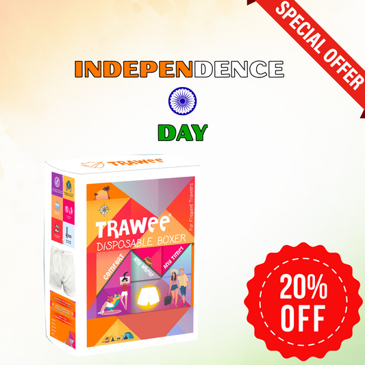 Trawee Boxer Style Disposable Travelers Hygiene Innerwear, Light Weight Fungal Protection. Trawee - Disposable Boxer